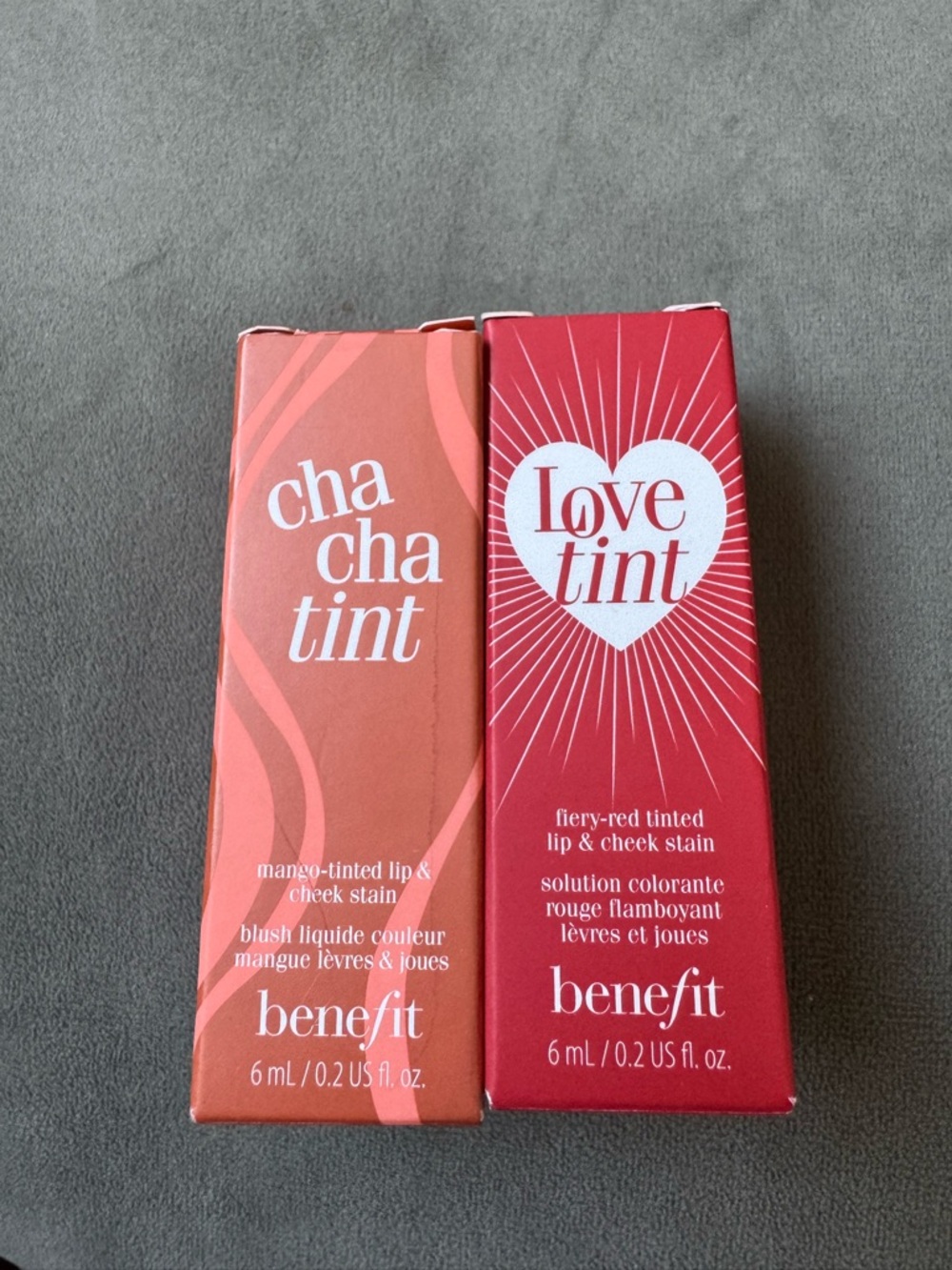 Benefit Cha Cha Tint & Love Tint Lip + Cheek Stains - Coral & Red